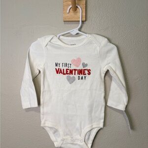 Carter's White Bodysuit with Red and Gray Valentine's Design